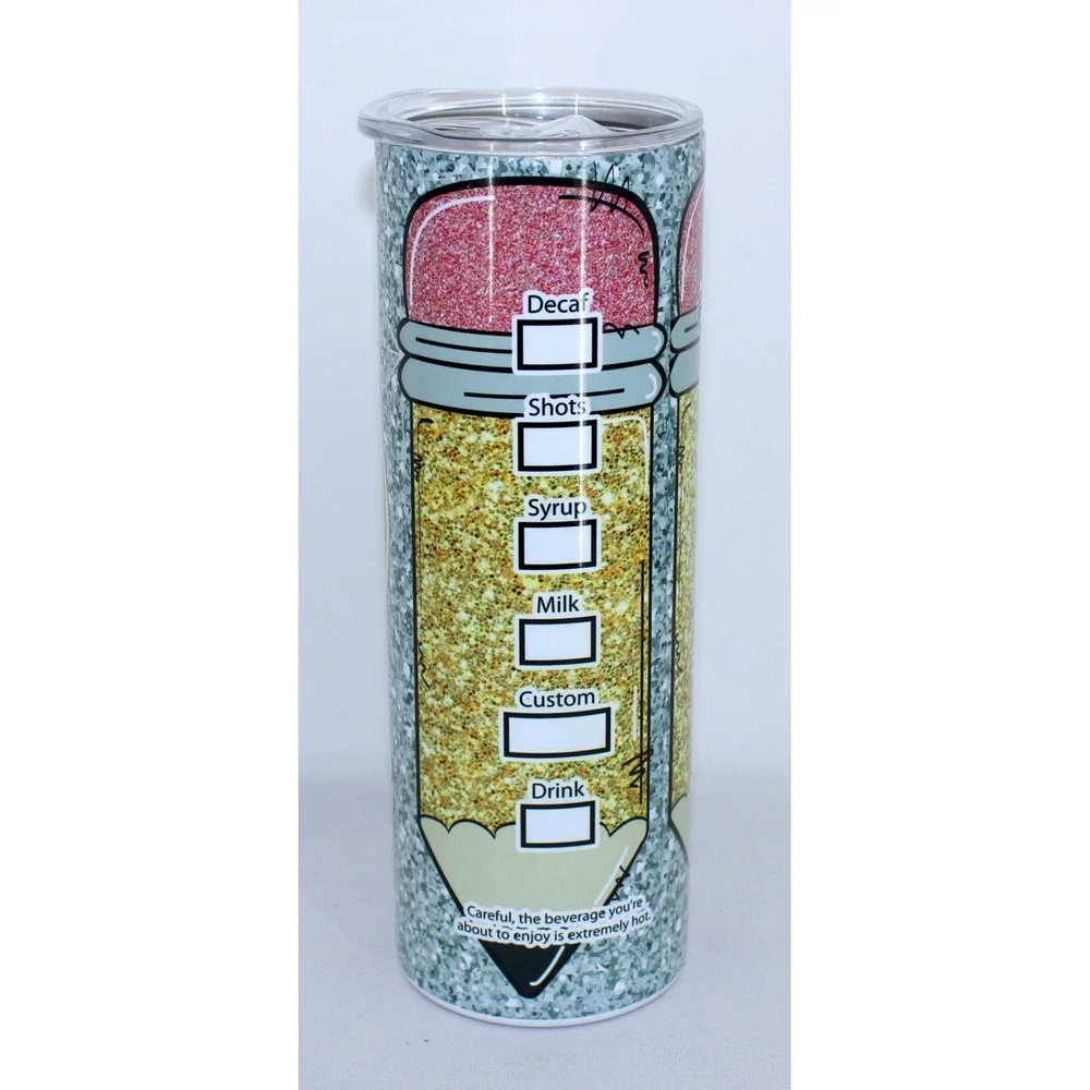 Starbucks Teacher Life Pencil Tumbler Leopard Print Insulated Travel Cup Lid